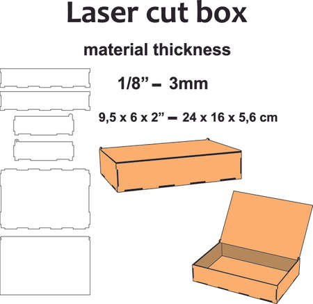 Laser cut rectangular box template designのイラスト素材