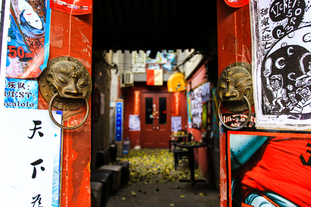  open door arch with access to the alleyのeditorial素材