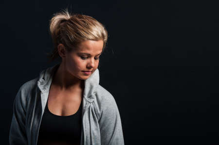 Image of fitness woman in sports clothing Young female model with muscular bodyの写真素材