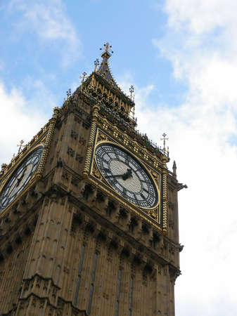 The Big Ben in London in front of a cloudy skyの写真素材