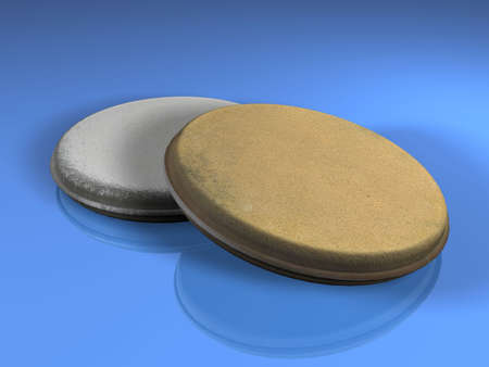 Illustration of two buffpads on a blue groundの写真素材