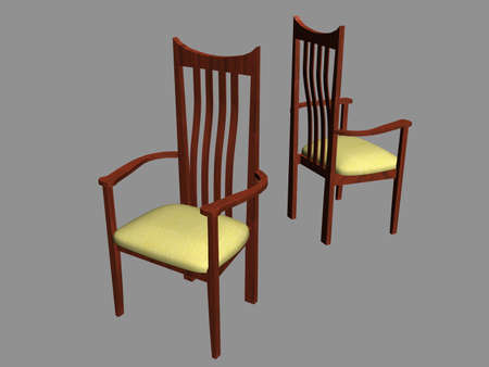 Illustration of two wooden chairsの写真素材