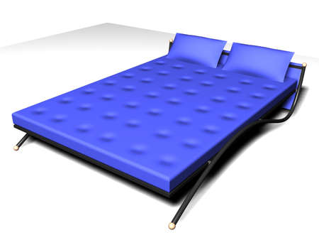 Illustration of a blue modern bedの写真素材