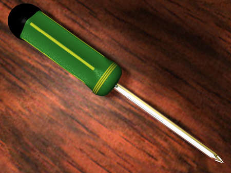 Illustration of a green screwdriver on a tableの写真素材
