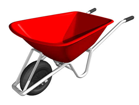 An illustration of a red wheel barrowの写真素材