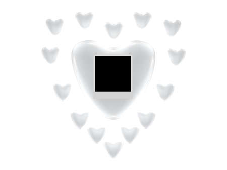 An illustration of silver valentine hearts with photo spaceの写真素材