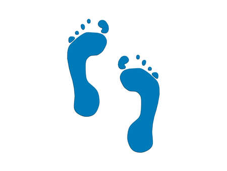 Two blue foot steps isolated on whiteの写真素材
