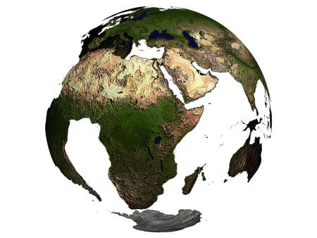 3D rendering of africa on a transparent earth globeの写真素材
