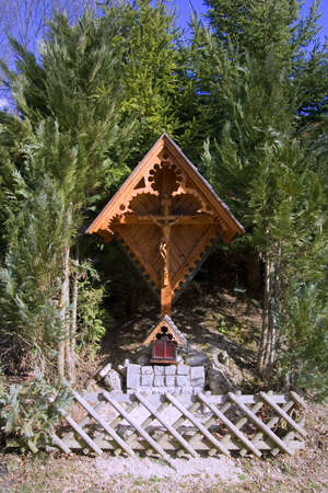 A wooden cross as a religious symbolの写真素材