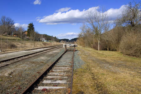 A photo of the end of a railway line (symbolic)の写真素材