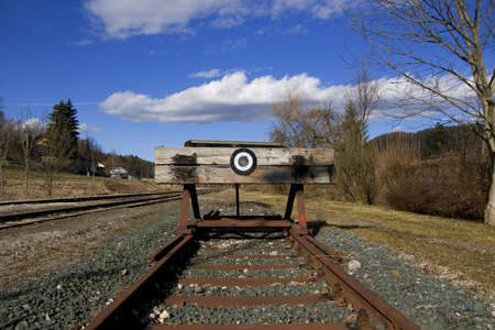 A photo of the end of a railway line (symbolic)の写真素材