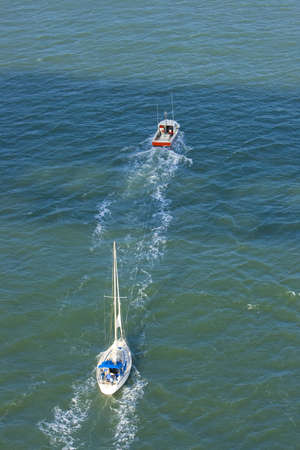 A yacht sailing the adriatic seaの写真素材