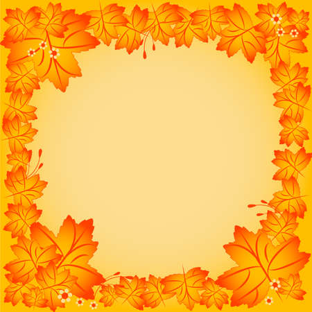 Autumn frame with background of maple leaves and field for textのイラスト素材