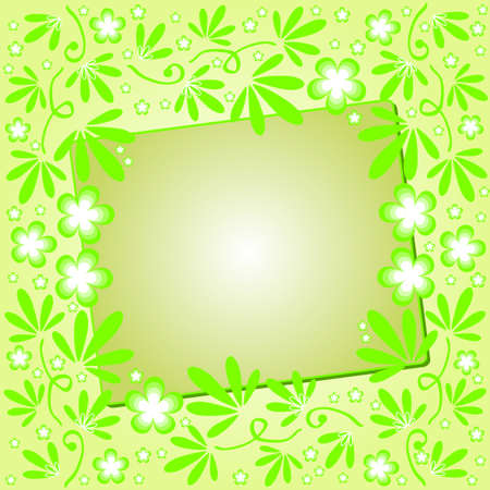 Green background with floral ornament and a field for textのイラスト素材