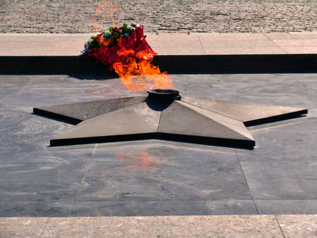 The eternal Fire on square in front of Museum in Victory Park on Poklonnaya hillのeditorial素材