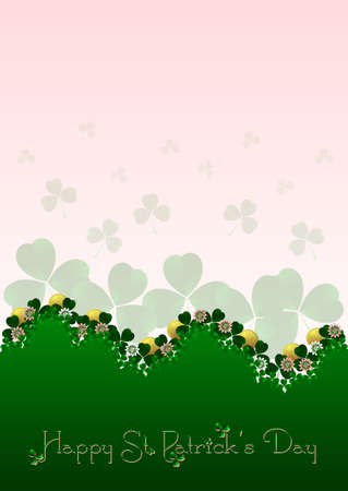 Holiday card on St. Patricks Day. March 17 - day of good luck, fortunate shamrocks and leprechauns. Vector illustrationのイラスト素材