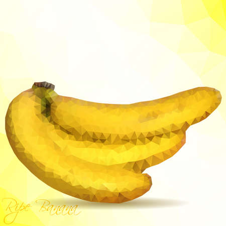 Vector polygon mosaic of yellow bananas. Vector illustrationのイラスト素材