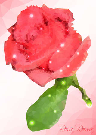 Vector polygon mosaic of pink rose. Vector illustrationのイラスト素材
