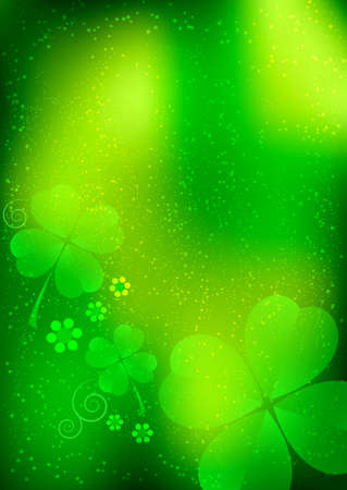 Holiday card on St. Patricks Day. March 17. Blurred background with shamrocks. Vector illustrationのイラスト素材