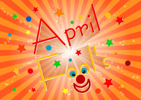 Postcard on April 1 - April Fools day. Orange striped background. Vector illustrationのイラスト素材