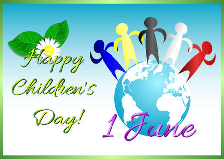 Postcard on June 1 International Childrens Day. のイラスト素材
