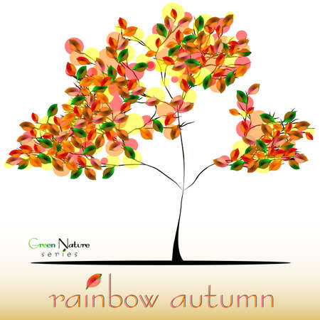 Abstract tree in greenredyellow foliage at fall. Golden autumn. Vector illustrationのイラスト素材