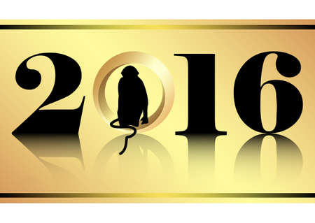 Fashion stylized 2016 with reflection on glass table for greeting with New Year and Christmas....