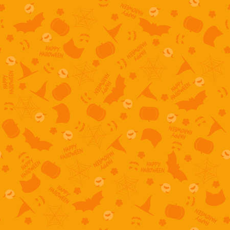 Seamless background in yellow and orange colours for Halloween. Trick or treat. Vector illustrationのイラスト素材