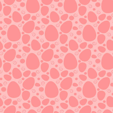 Peach seamless background with scattering of eggs. Seamless egg pattern. Easter background. Card design, banner template. Vector illustrationのイラスト素材