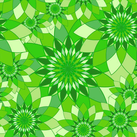 Seamless pattern with bright green floral guilloche. Seamless guilloche pattern. Seamless floral pattern. Green seamless background. Guilloche design line art pattern. Vector illustrationのイラスト素材