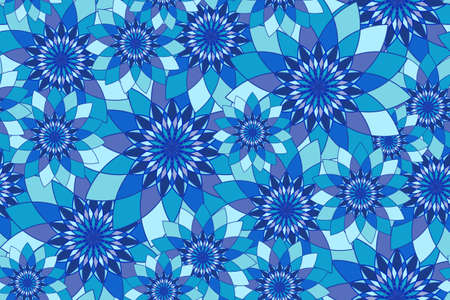 Seamless pattern with blue floral guilloche. Seamless guilloche pattern. Seamless floral pattern. Blue seamless background. Guilloche design line art pattern. Vector illustrationのイラスト素材