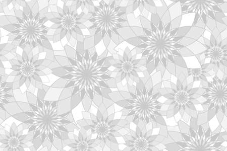 Seamless pattern with grey floral guilloche. Gray seamless abstract flower background. Vector illustrationのイラスト素材