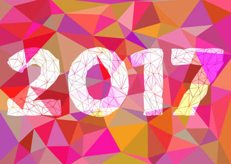 Abstract polygonal background with triangular ornament in pink and year 2017 for binding or fliers....