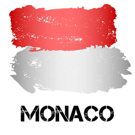 Flag of Monaco from brush strokes in grunge style isolated on white background. Country in Western Europe. Vector illustrationのイラスト素材