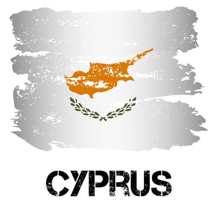 Flag of Cyprus from brush strokes in grunge style isolated on white background. Country on borders of Europe and Asia. Vector illustrationのイラスト素材