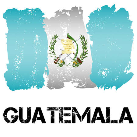 Flag of Guatemala from brush strokes in grunge style isolated on white background. Country in Central Latin America. Vector illustrationのイラスト素材