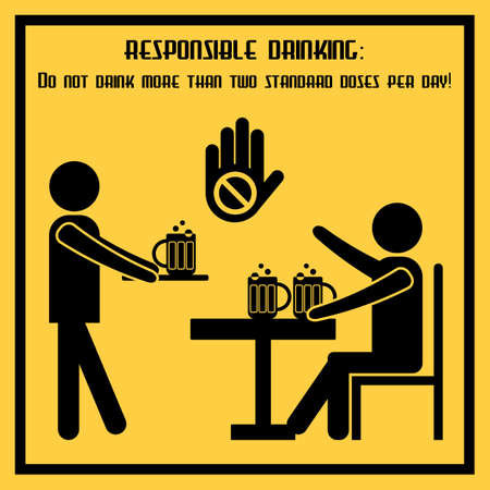Responsible drinking - conceptual social poster about norms of alcohol use. Propaganda placard in flat design. Vector illustrationのイラスト素材