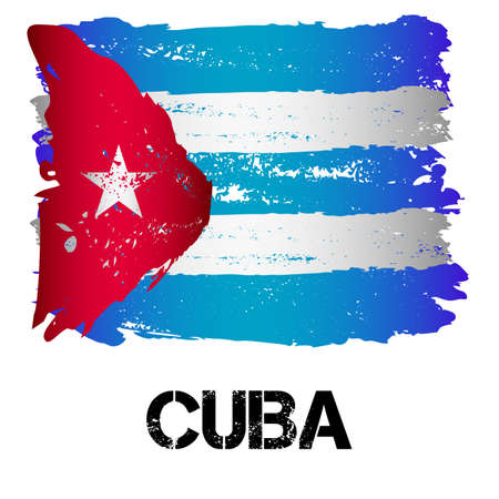 Flag of Cuba from brush strokes in grunge style isolated on white background. Country in North America. Latin America.のイラスト素材