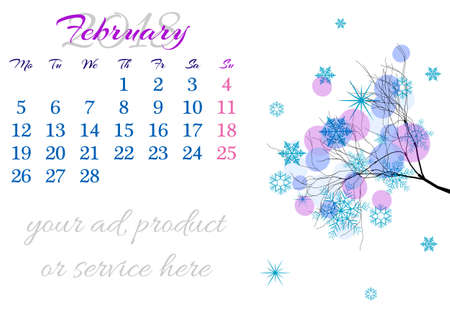 Calendar sheet for 2018 year with marked weekend days.のイラスト素材