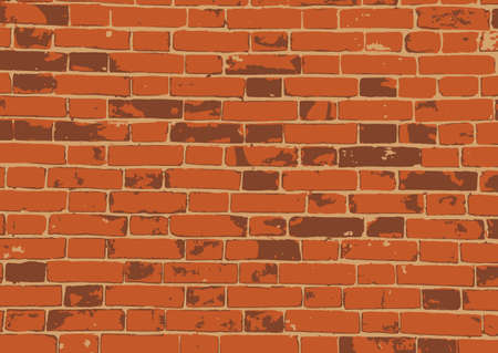 Red old grunge texture of brick wall. Vector illustrationのイラスト素材