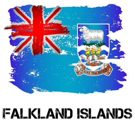 Flag of Falkland Islands from brush strokes in grunge style isolated on white background. Country in South America. Overseas department of Great Britain. Vector illustrationのイラスト素材