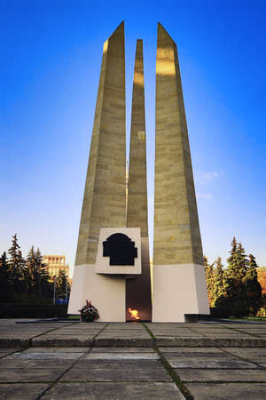 Eternal flame and obelisk in memory of the fallen students and teachers of Moscow State University...