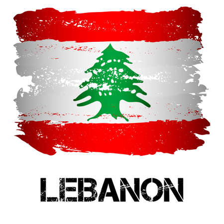 Flag of Lebanon from brush strokes in grunge styleのイラスト素材