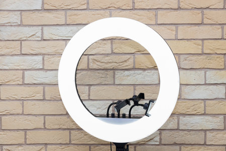 A ring lamp for beauty artists to photograph their work, services, and social media content against...