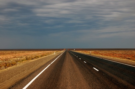 Straight road somewhere in outback of Australiaの写真素材