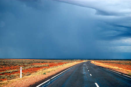 Empty highway somewhere in outback, South Australiaの写真素材