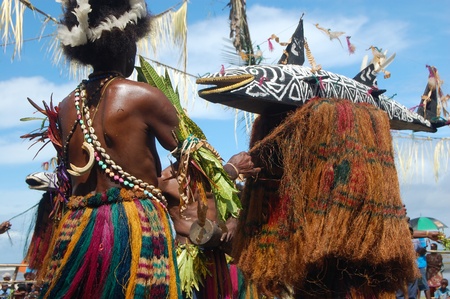 Traditional tribal dance at mask festival.7th Gulf Mask Festival, Toare Village, Gulf Province, Papua New Guinea on June 19, 2011のeditorial素材