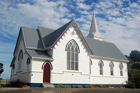 White timber church building, Dargaville town, New Zealandの写真素材
