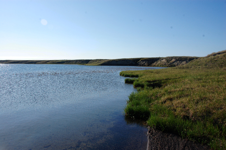 Tundra lake at Ayon Island, Chukotka, Russiaの写真素材