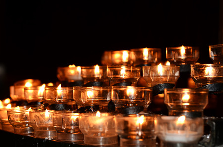 Candles lit for loved ones no longer with usの写真素材